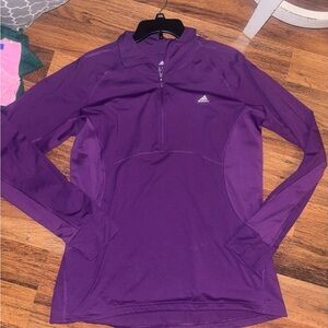 adidas Purple Long-Sleeve Half-Zip Athletic Pullover
